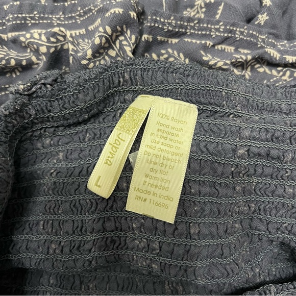 Japna Wide Leg Romper Women's Blue Flare Strapless Smocked Jumpsuit - Picture 5 of 9